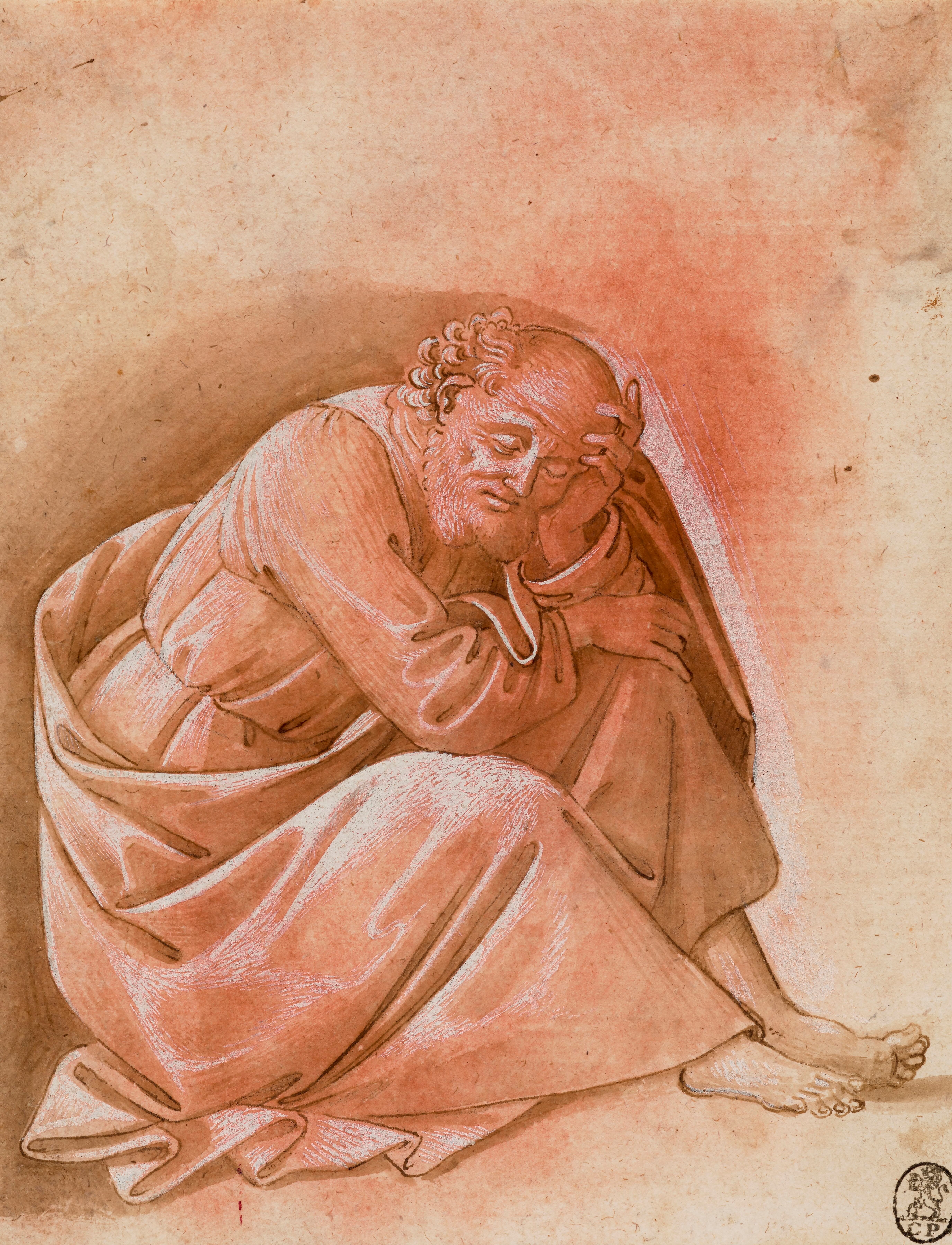 Saint Peter Asleep [recto]; Study for a Figure of Saint Luke [verso][